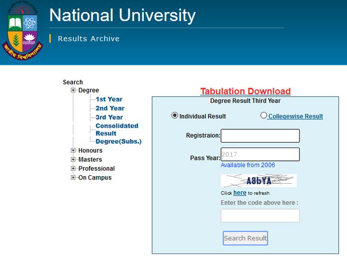 Degree Final Year Result