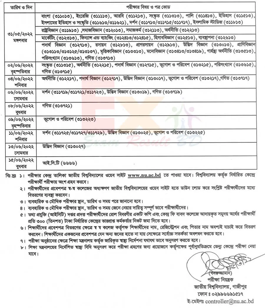 NU Masters Final year Routine